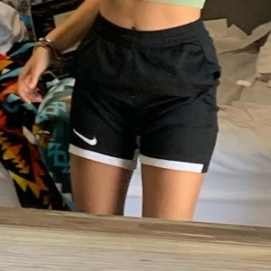 Black and white Nike basketball shorts